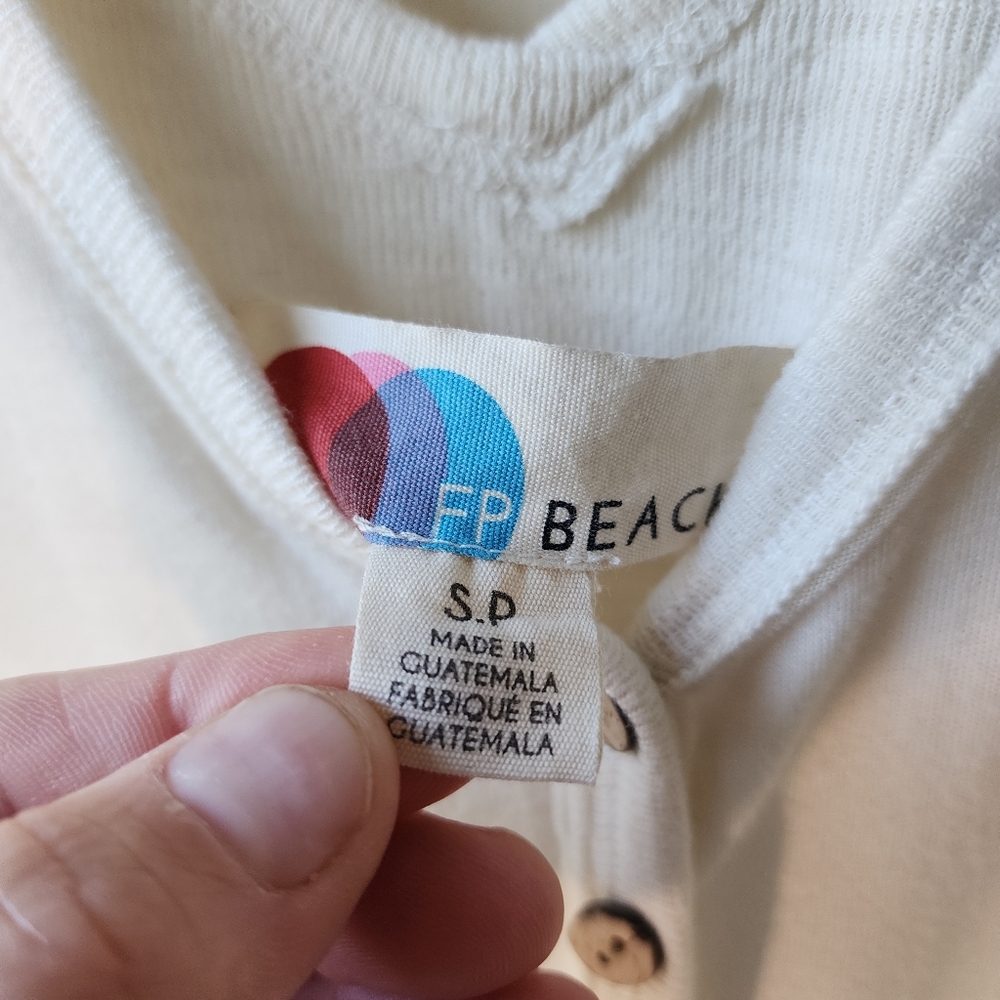Free People Cream Sleeveless Button-Front Jumpsuit - Picture 4 of 15